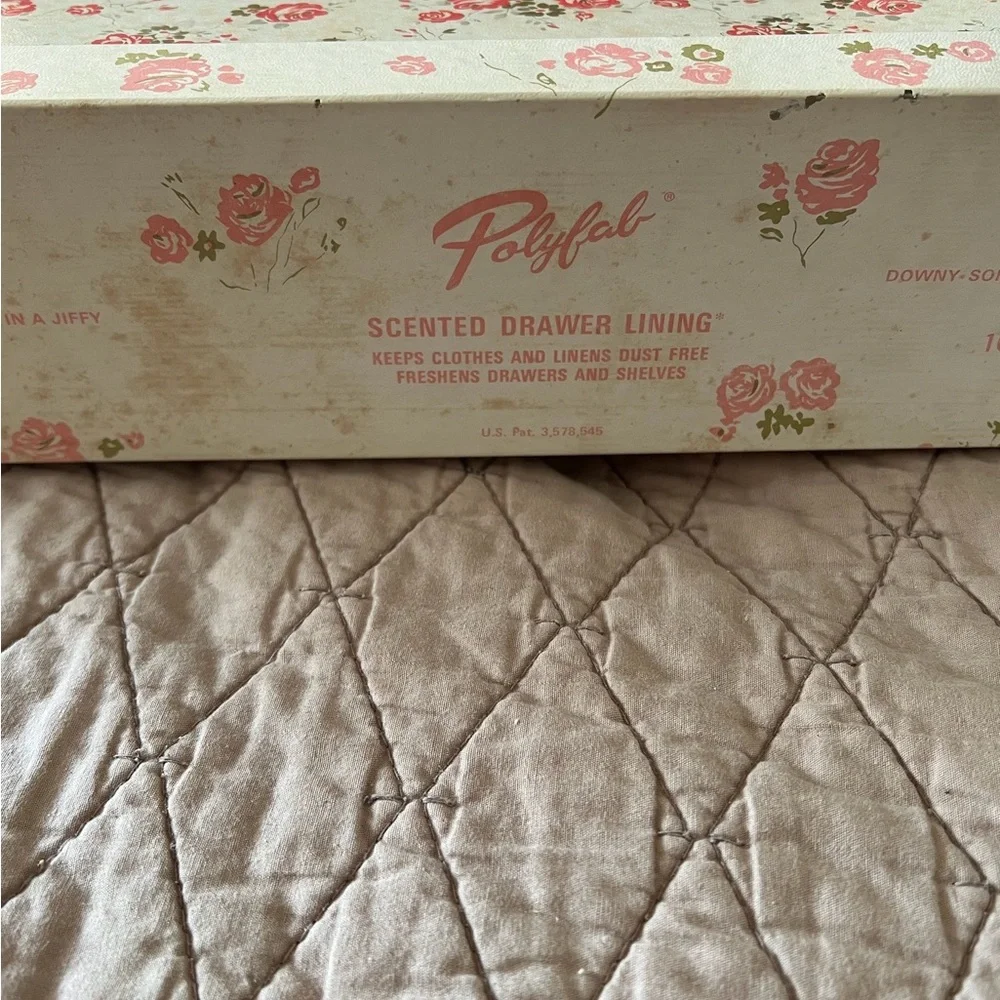 Vintage 2 ft. Yellow Bud Flower Print Plastic Cotton Scented Drawer Lining.